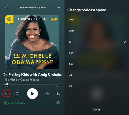 change spotify podcast speed