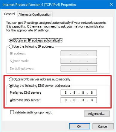 change dns on windows