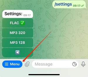 choose deezer audio quality in telegram bot chat