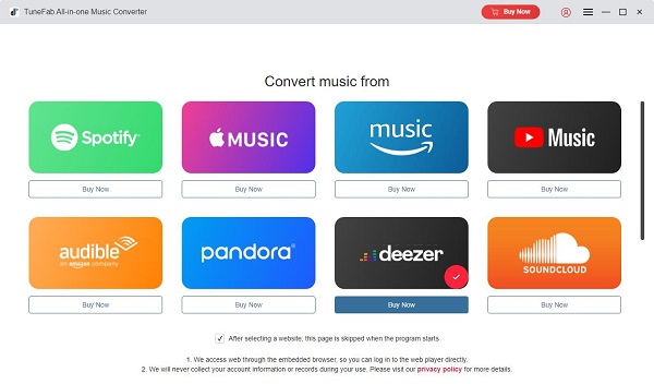 choose deezer in tunefab