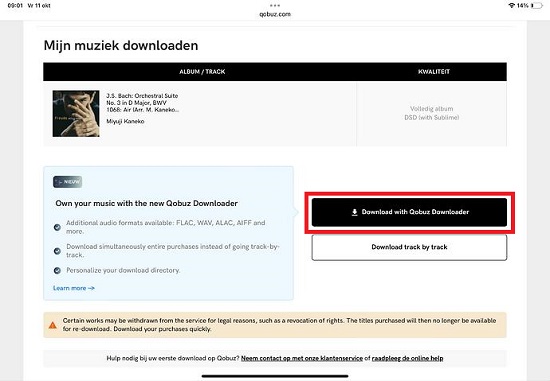 choose download with qobuz downloader method