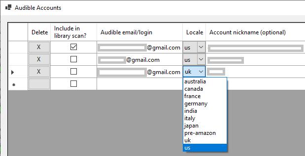 choose the audible account region in libation