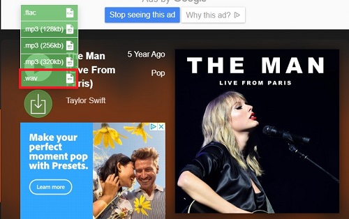 choose wav format on soundcloudmp3 website