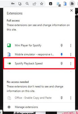 chrome extensions spotify playback speed