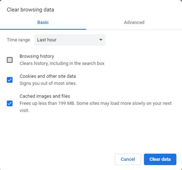 chrome settings clear browsing data