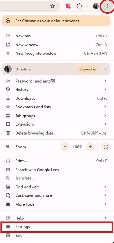chrome settings