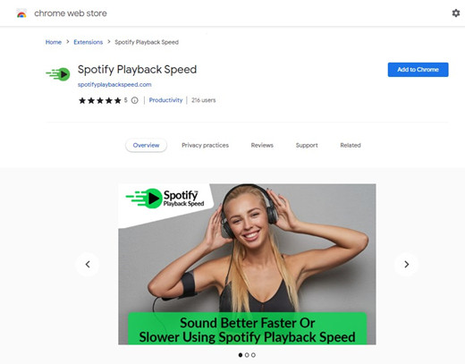 chrome web store spotify playback speed