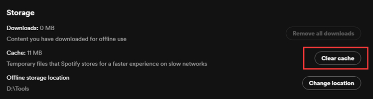 clear spotify cache desktop
