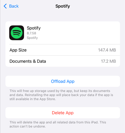 clear spotify data iphone