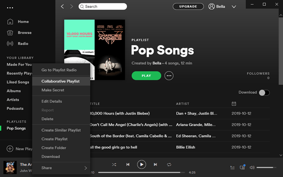 collaborative playlist desktop