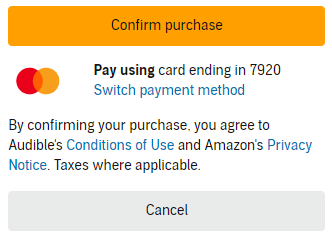confirm purchase in audible