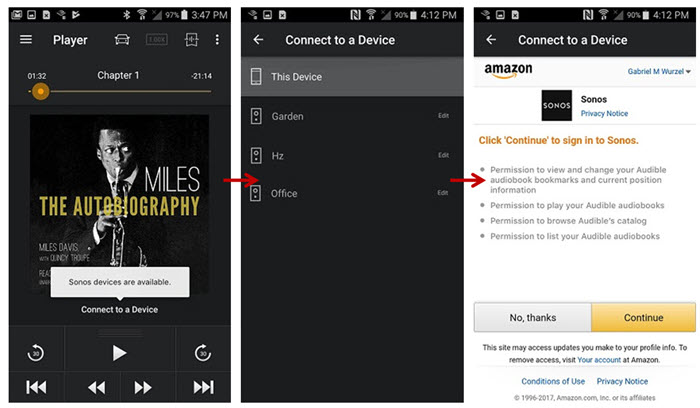 add sonos device to audible