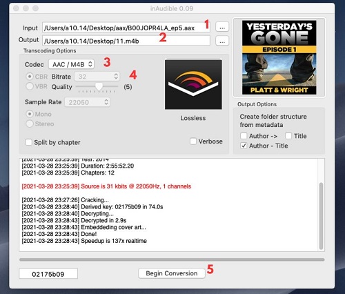 convert audible audiobooks via mac inaudible