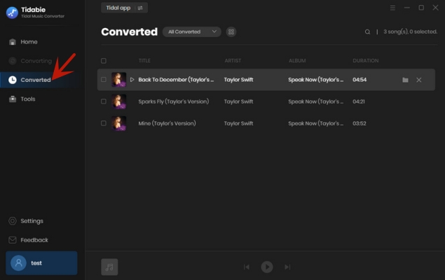 convert history on tidabie tidal music converter