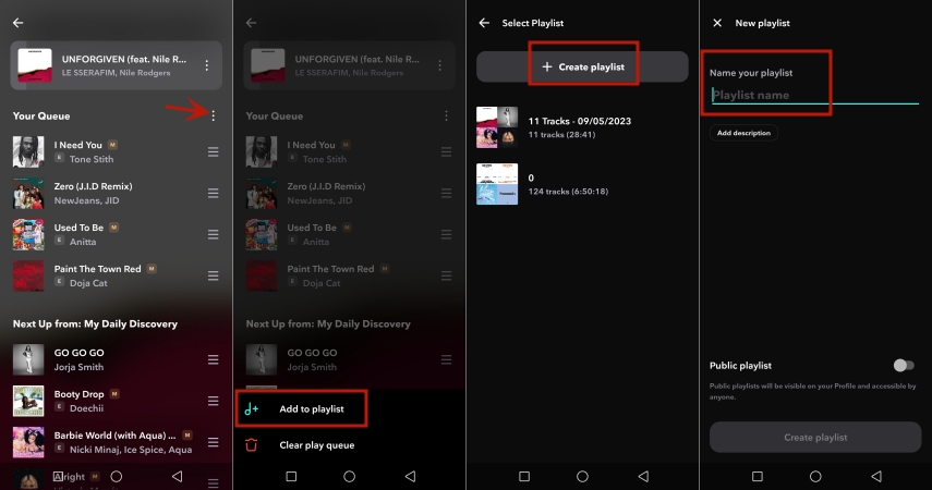 create playlist on android