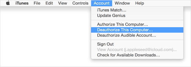deauthorize one computer for itunes