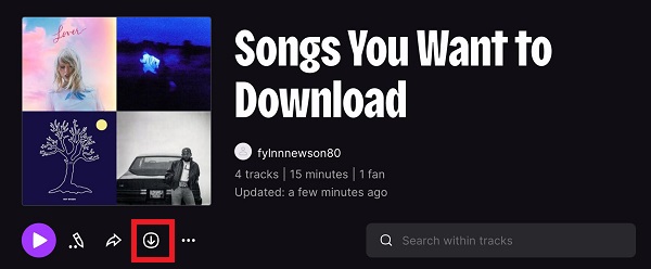 deezer download button on desktop app