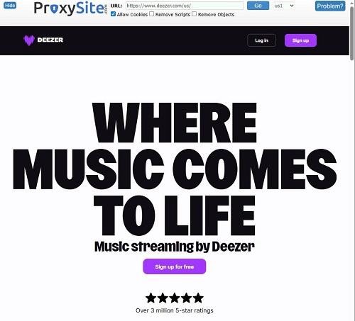 deezer web player in proxy site
