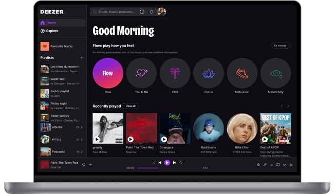 deezer web player interface
