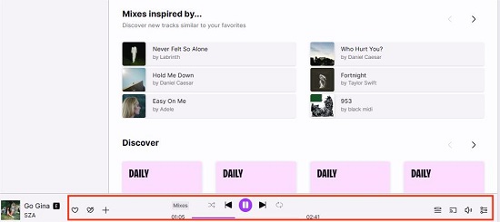 deezer web player playback control