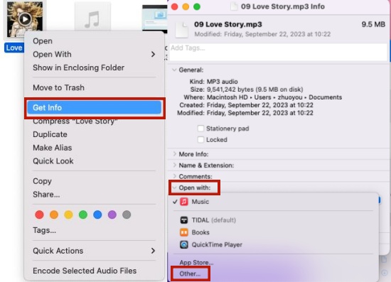 default player mac get info