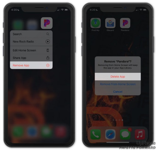 delete pandora app on iphone
