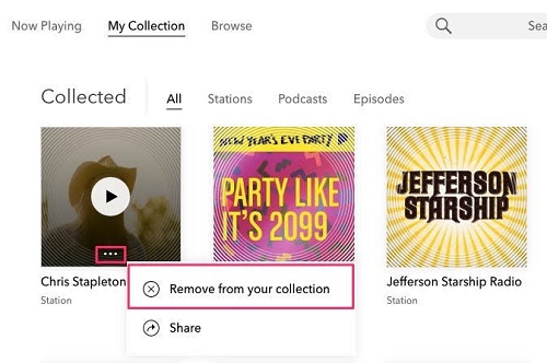 delete pandora playlist