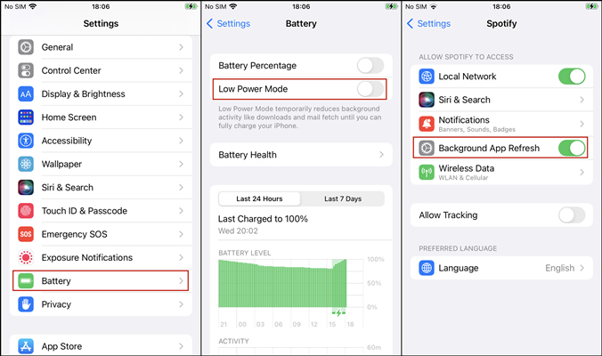 disable battery optimization on iphone