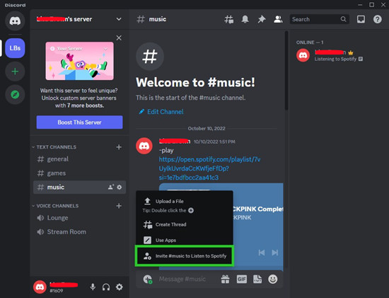 discord invite to listen to spotify