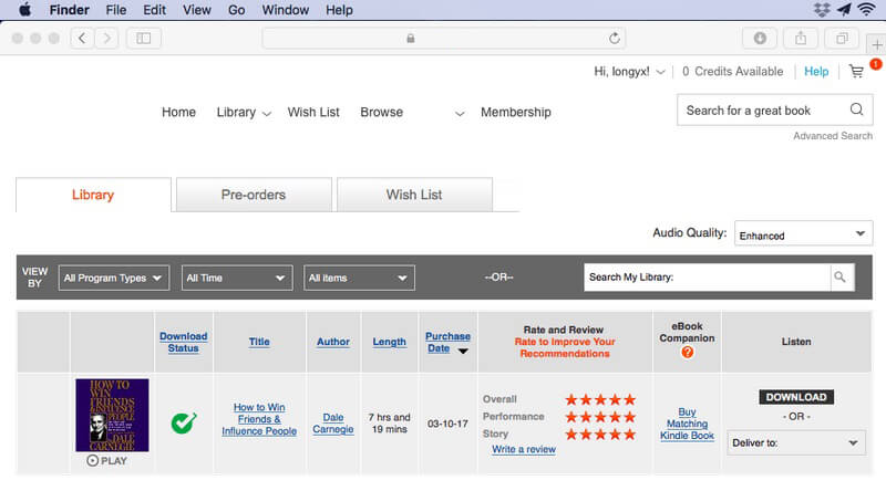 listen to audible on mac