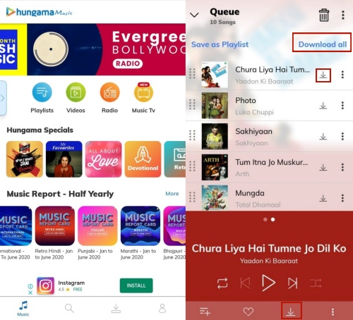 download music from hungama app