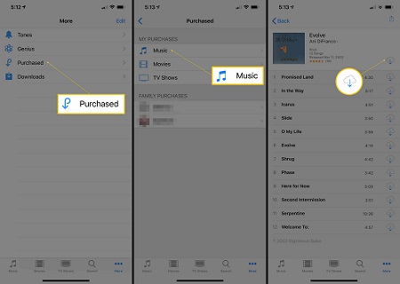 download purchased itunes music on iphone