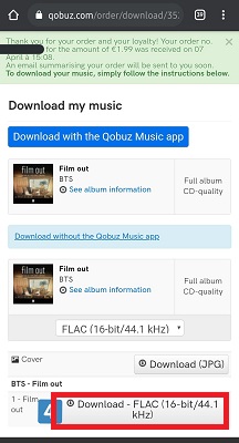download purchased qobuz music on mobile