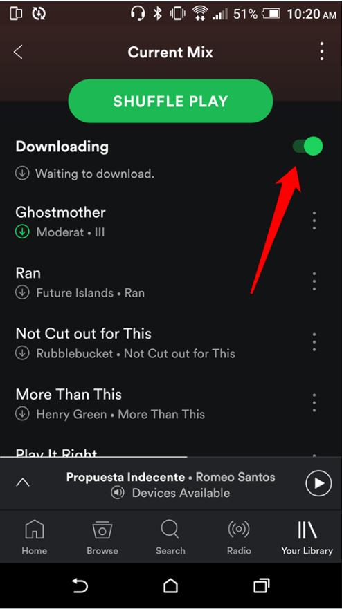 turn on spotify offline mode