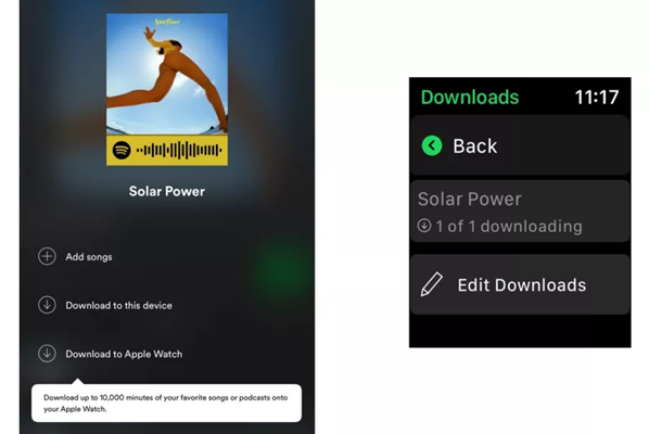 download spotify songs to apple watch