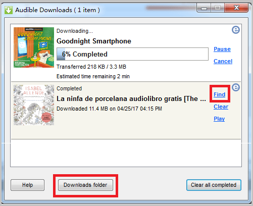 downloaded audible files on audible download manager