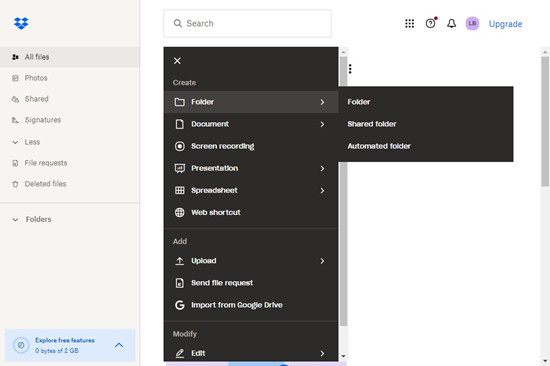 dropbox create folder