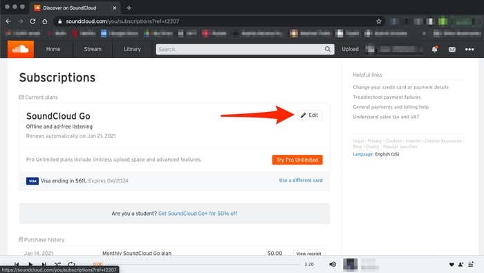 edit soundcloud subscription plans
