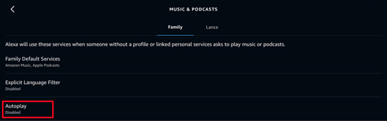 enable amazon music autoplay on alexa