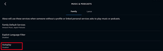 turn on amazon music autoplay on alexa