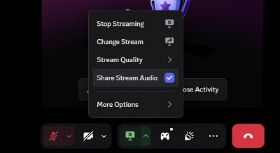 enable discord share stream audio