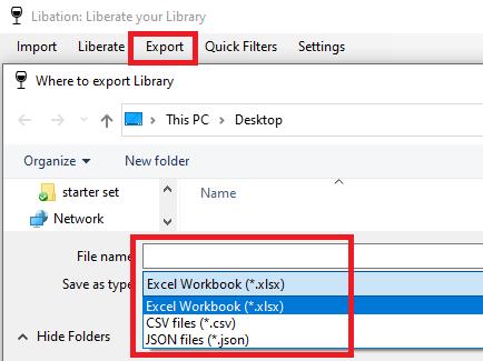export audible library as excel via libation