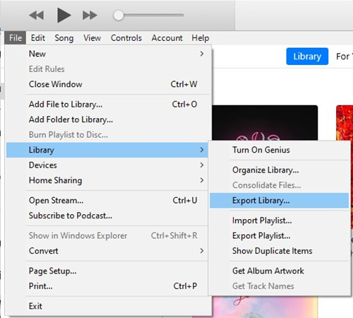 export library from iTunes
