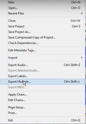 export multiple on audacity