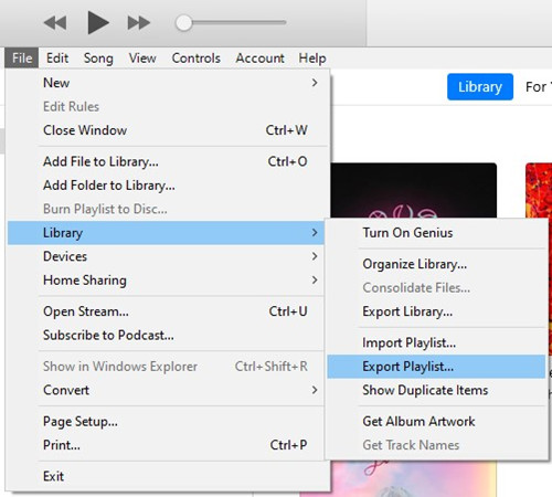 export a playlist from iTunes