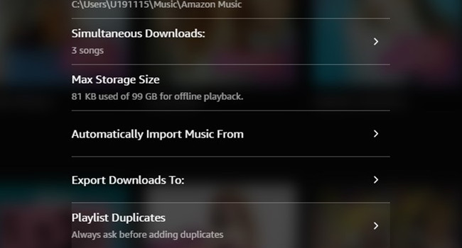 Export Downloads To in Settings