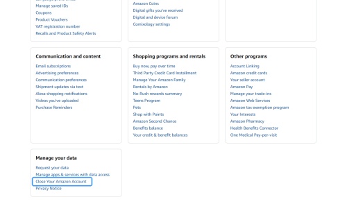 find manage your data section