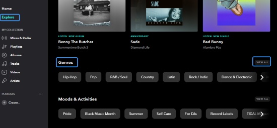 find tidal genre radio
