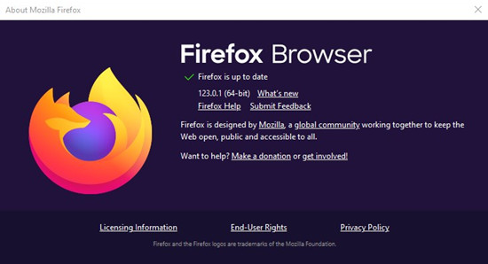 firefox about firefox check for updates