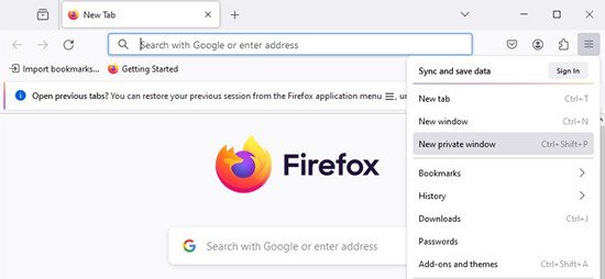 firefox new private window